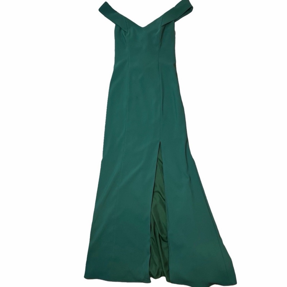LIKE NEW Vivian Diamond Off-Shoulder Forest Green Prom Dress